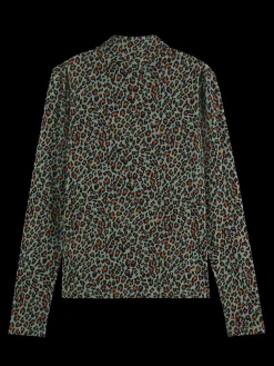 All Over Printed Mockneck Long Sleeve T-Shirt