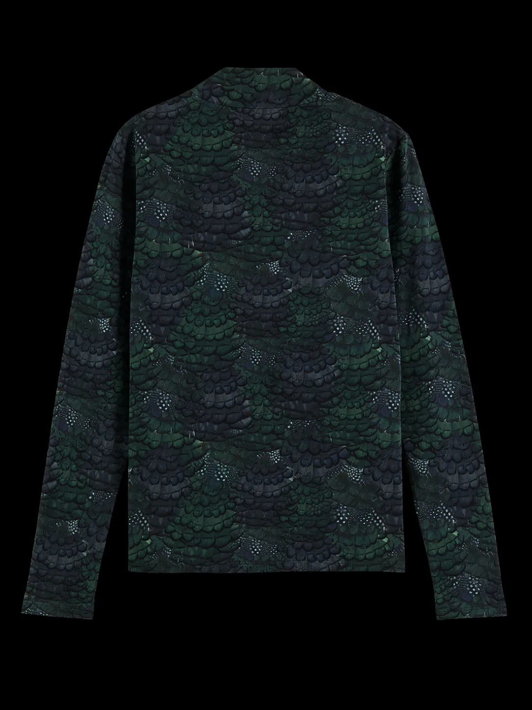 All Over Printed Mockneck Long Sleeve T-Shirt