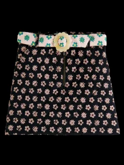Belted Printed Quilted Mini Skirt