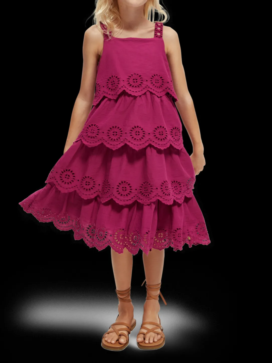Broderie Anglaise Tiered Midi Dress