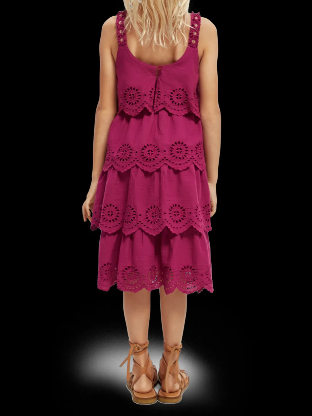 Broderie Anglaise Tiered Midi Dress