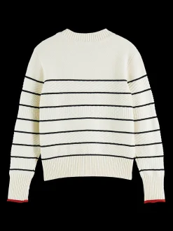 Button Shoulder Striped Pullover