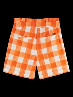 Checked High-Rise Wide Leg Shorts
