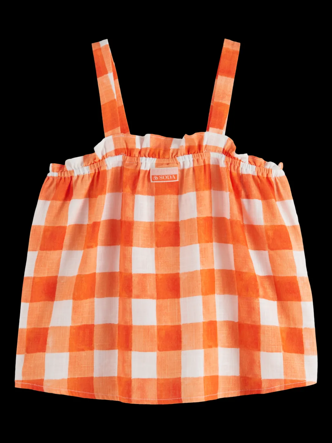 Checked Linen-Blended Top