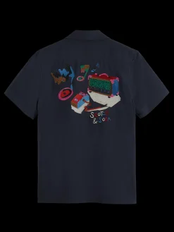 Crinkle Cotton Back-Embroidery Shirt