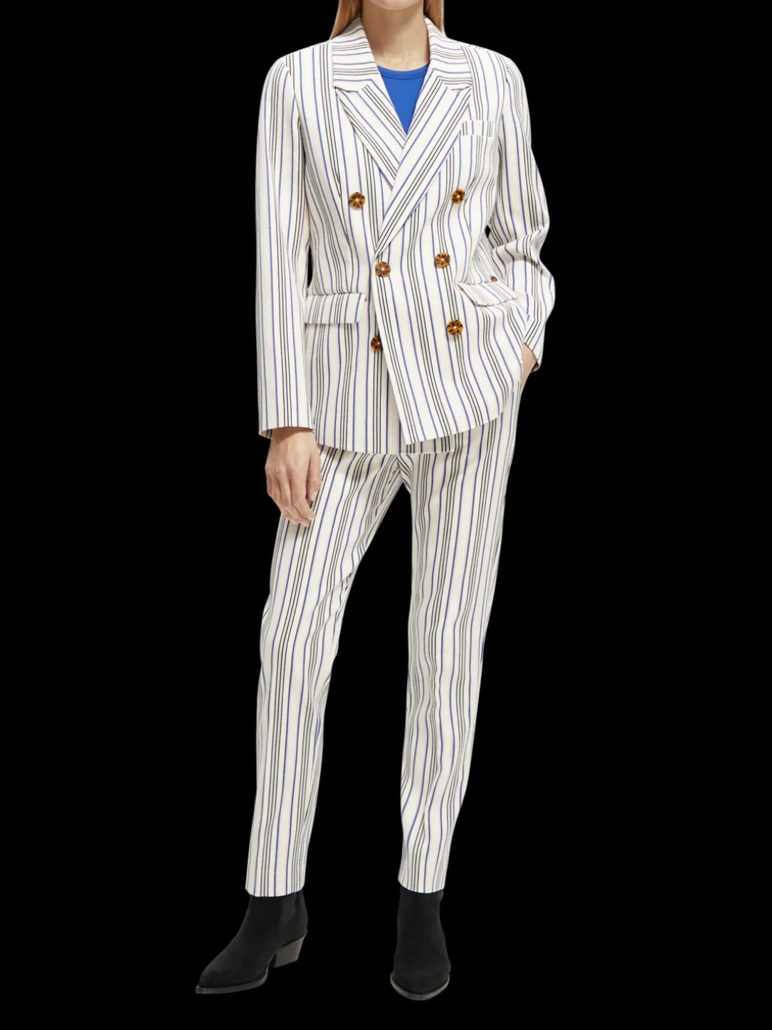 Double-Breasted Striped Blazer