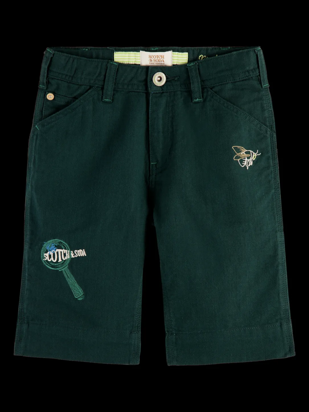 Embroidered Artwork Linen-Blended Shorts
