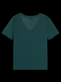 Embroidered Detail V-Neck T-Shirt