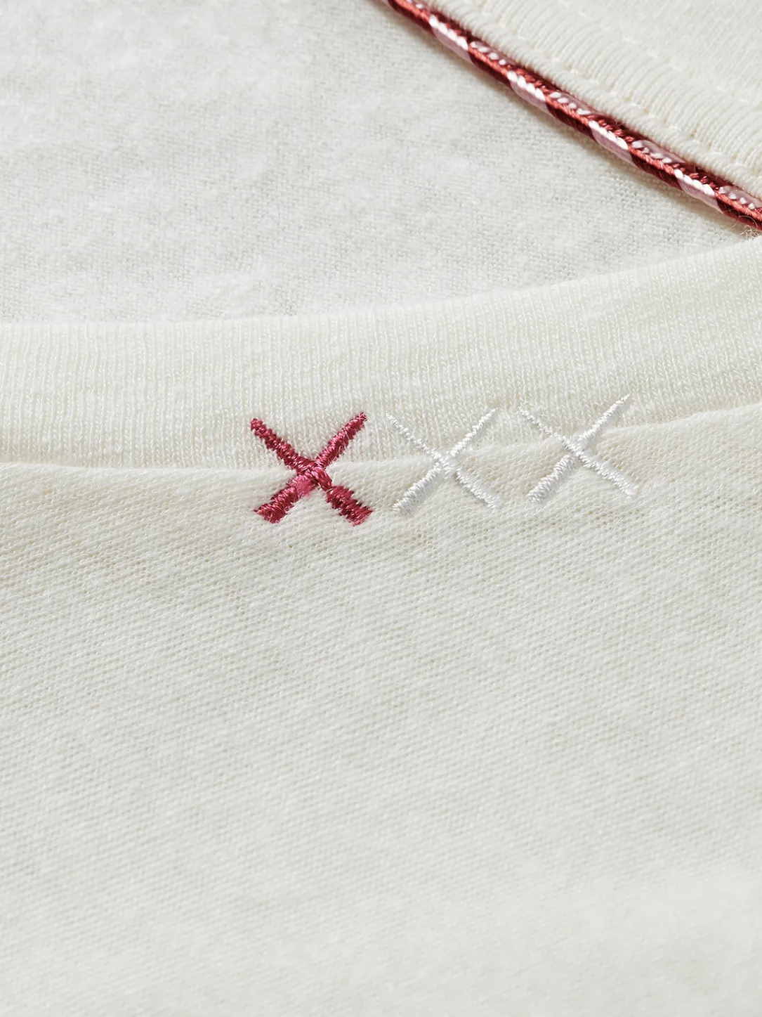 Embroidered Detail V-Neck T-Shirt