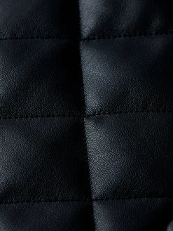 Faux Leather Quilted Shirt Jacket