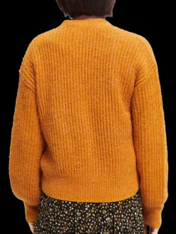 Fuzzy Voluminous-Sleeved Cardigan