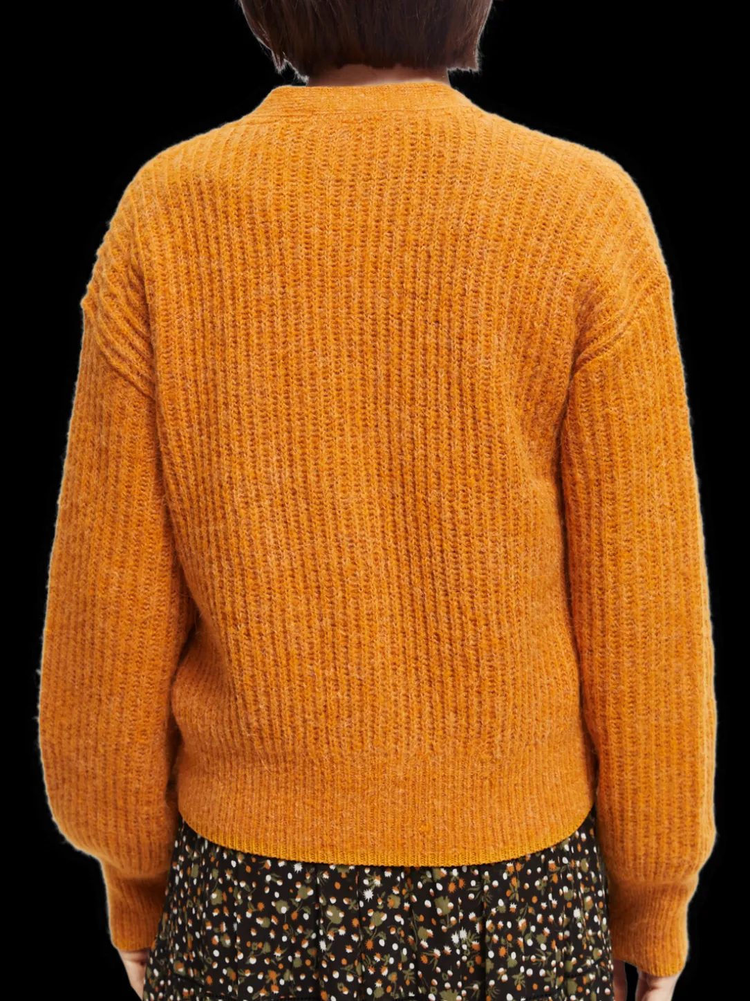Fuzzy Voluminous-Sleeved Cardigan