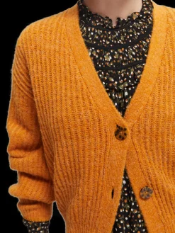 Fuzzy Voluminous-Sleeved Cardigan