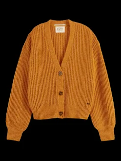 Fuzzy Voluminous-Sleeved Cardigan