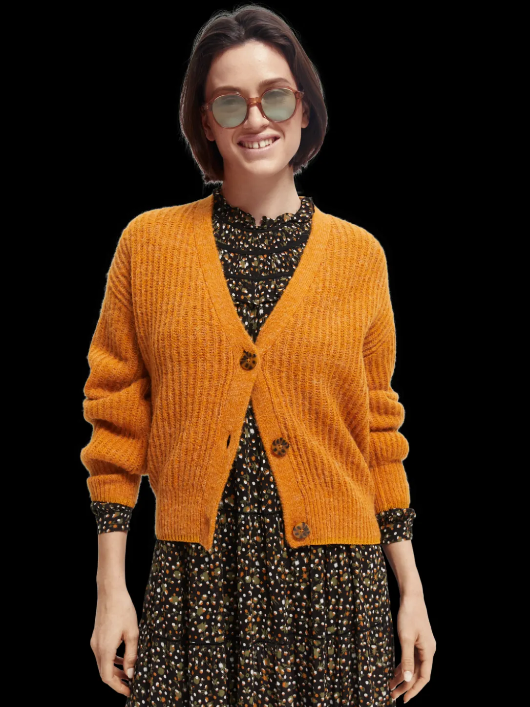 Fuzzy Voluminous-Sleeved Cardigan