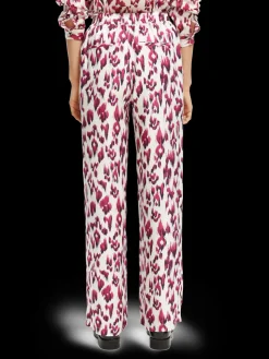 Gia Mid-Rise Wide-Leg Printed Elasticated Trousers