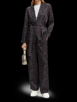 Gia Mid-Rise Wide-Leg Printed Elasticated Trousers