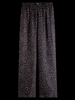 Gia Mid-Rise Wide-Leg Printed Elasticated Trousers