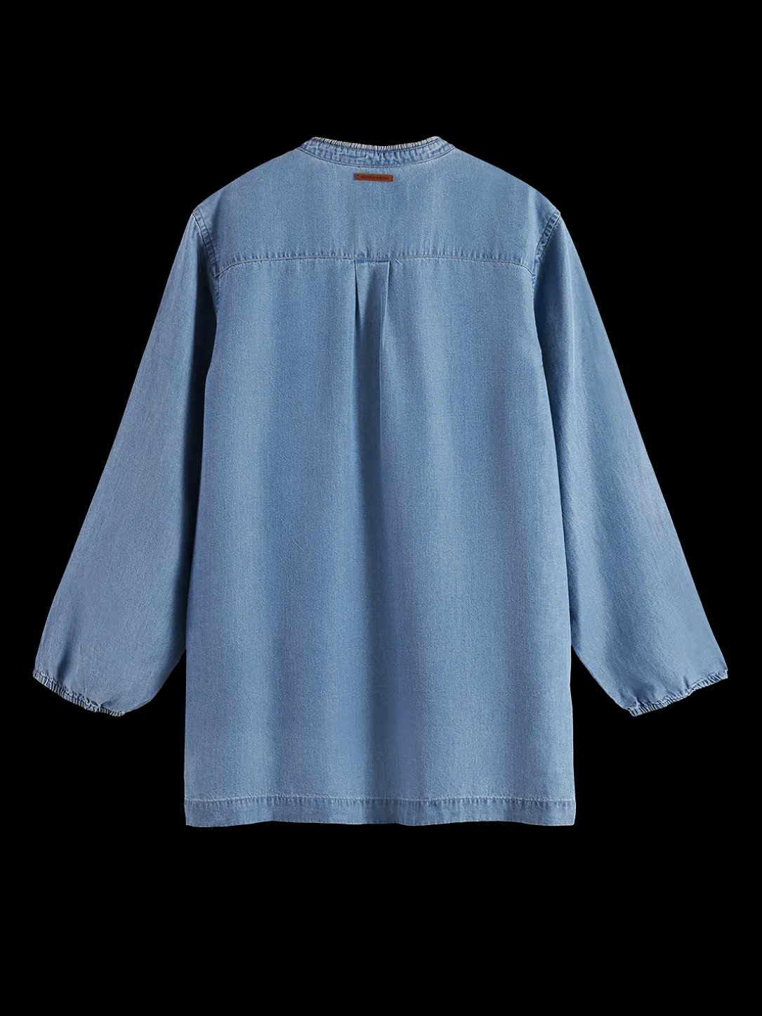 Lace Up Denim Washed Tencel Shirt