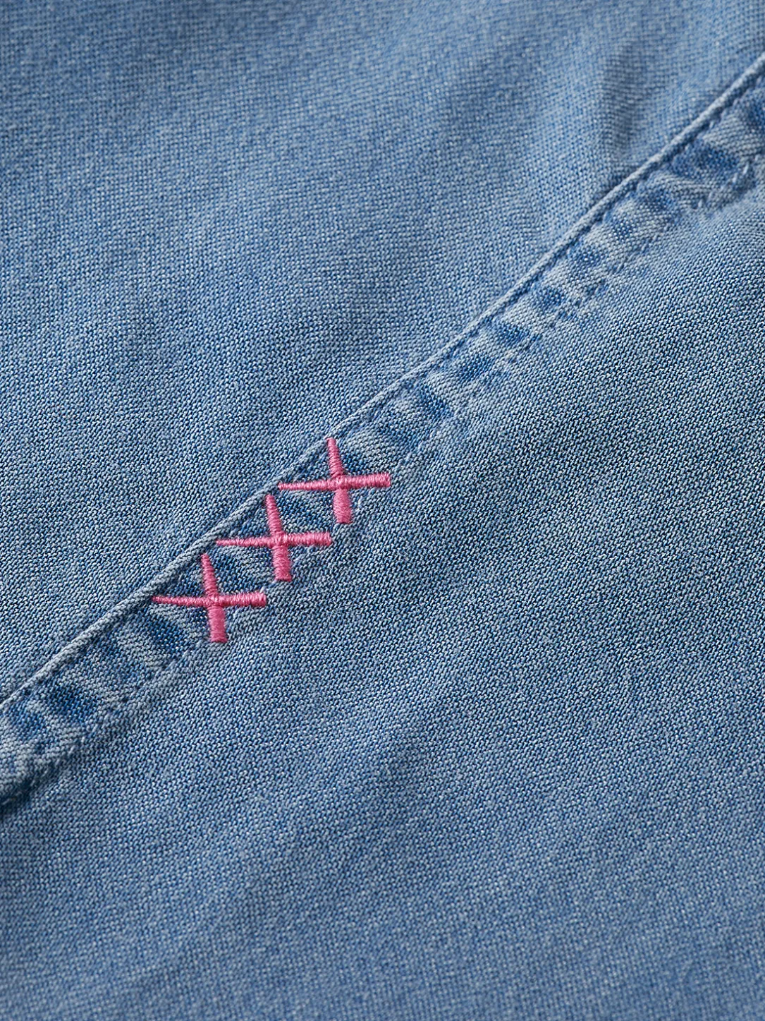 Lace Up Denim Washed Tencel Shirt