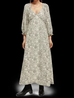 3/4-Length Sleeve Maxi-Dress