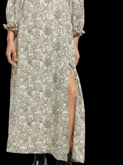 3/4-Length Sleeve Maxi-Dress