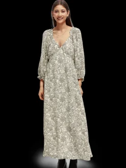 3/4-Length Sleeve Maxi-Dress