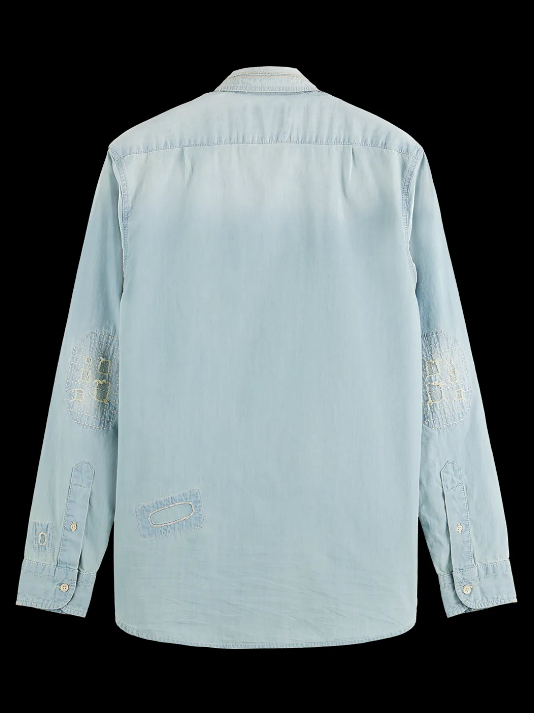 Lightweight Denim Shirt With Heavy Wash And Repair Details