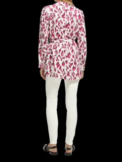 Lightweight Printed Belted Blazer