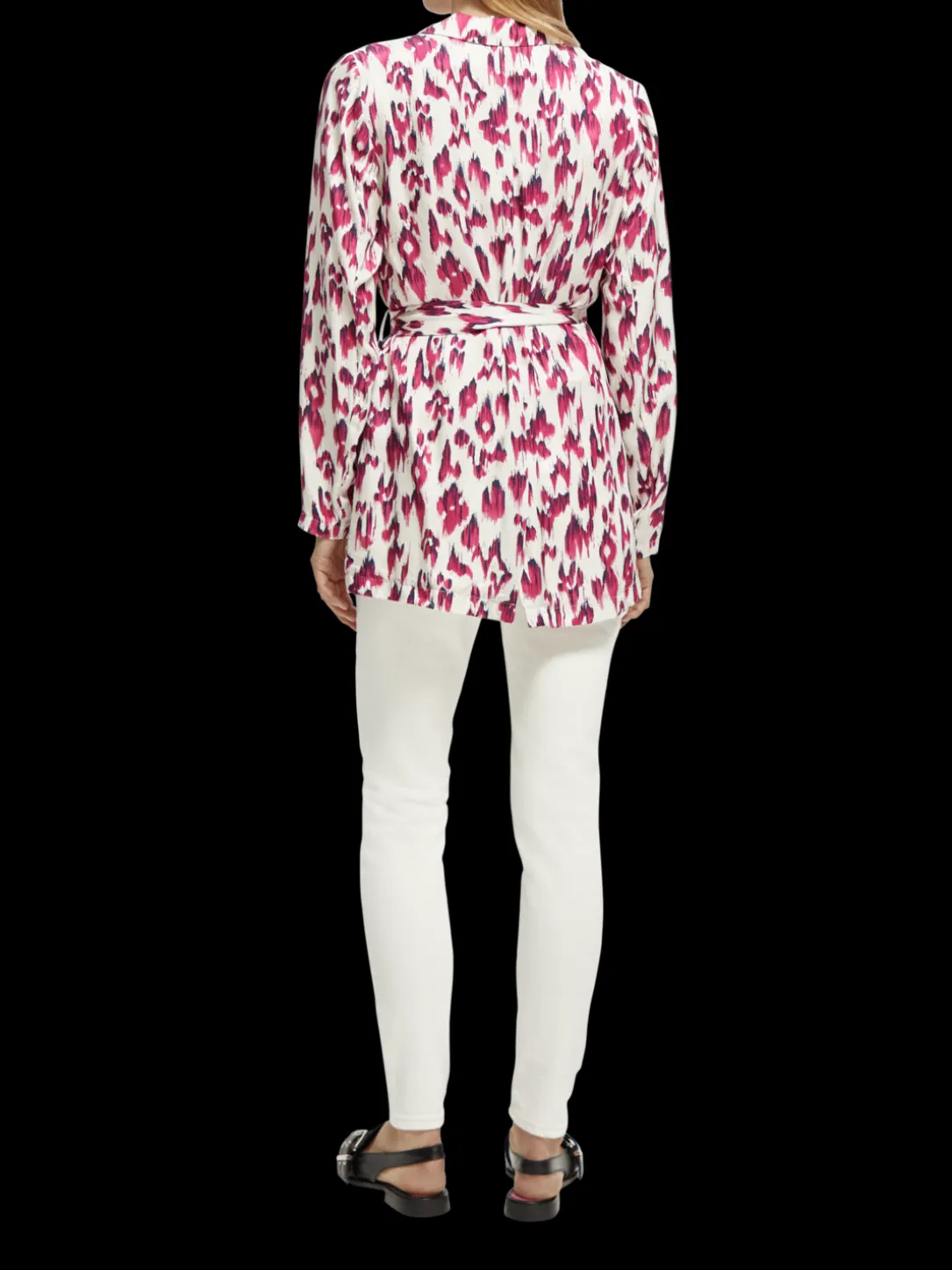 Lightweight Printed Belted Blazer