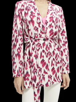 Lightweight Printed Belted Blazer