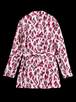 Lightweight Printed Belted Blazer