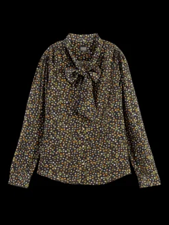 Lightweight Shirt With Ribbon Collar