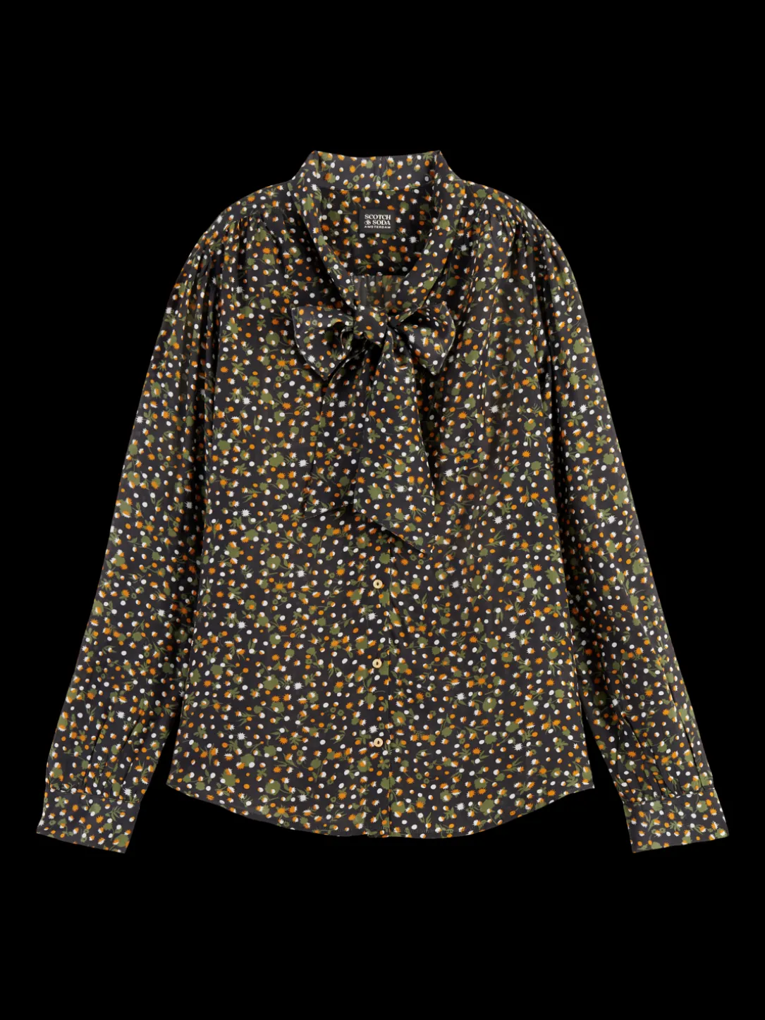 Lightweight Shirt With Ribbon Collar