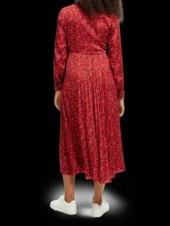 Long-Sleeved Pleated Midi Dress