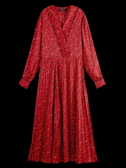 Long-Sleeved Pleated Midi Dress
