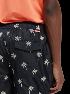 Mid-Length Embroidered Swim Shorts