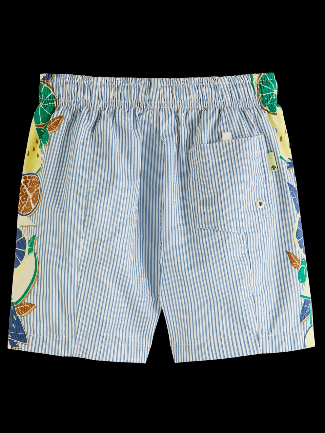 Mid-Length Printed Pinstripe Swim Shorts
