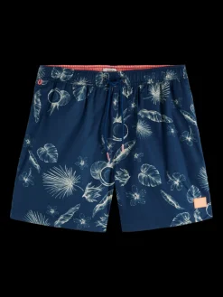 Mid-Length Printed Swim Shorts