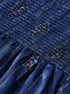 Mini Dress With Smock Stitch Detail