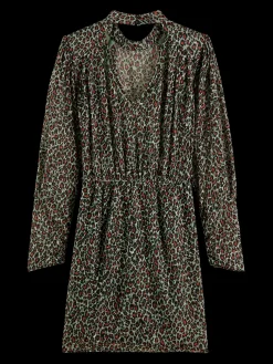 Mock Neck Mini Dress With Open Back Detail