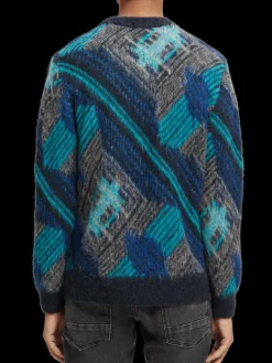 Multi-Coloured Panelled Jacquard Sweater