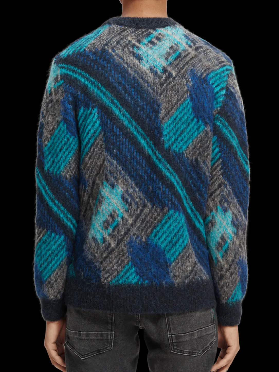 Multi-Coloured Panelled Jacquard Sweater