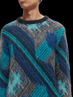 Multi-Coloured Panelled Jacquard Sweater