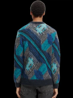 Multi-Coloured Panelled Jacquard Sweater