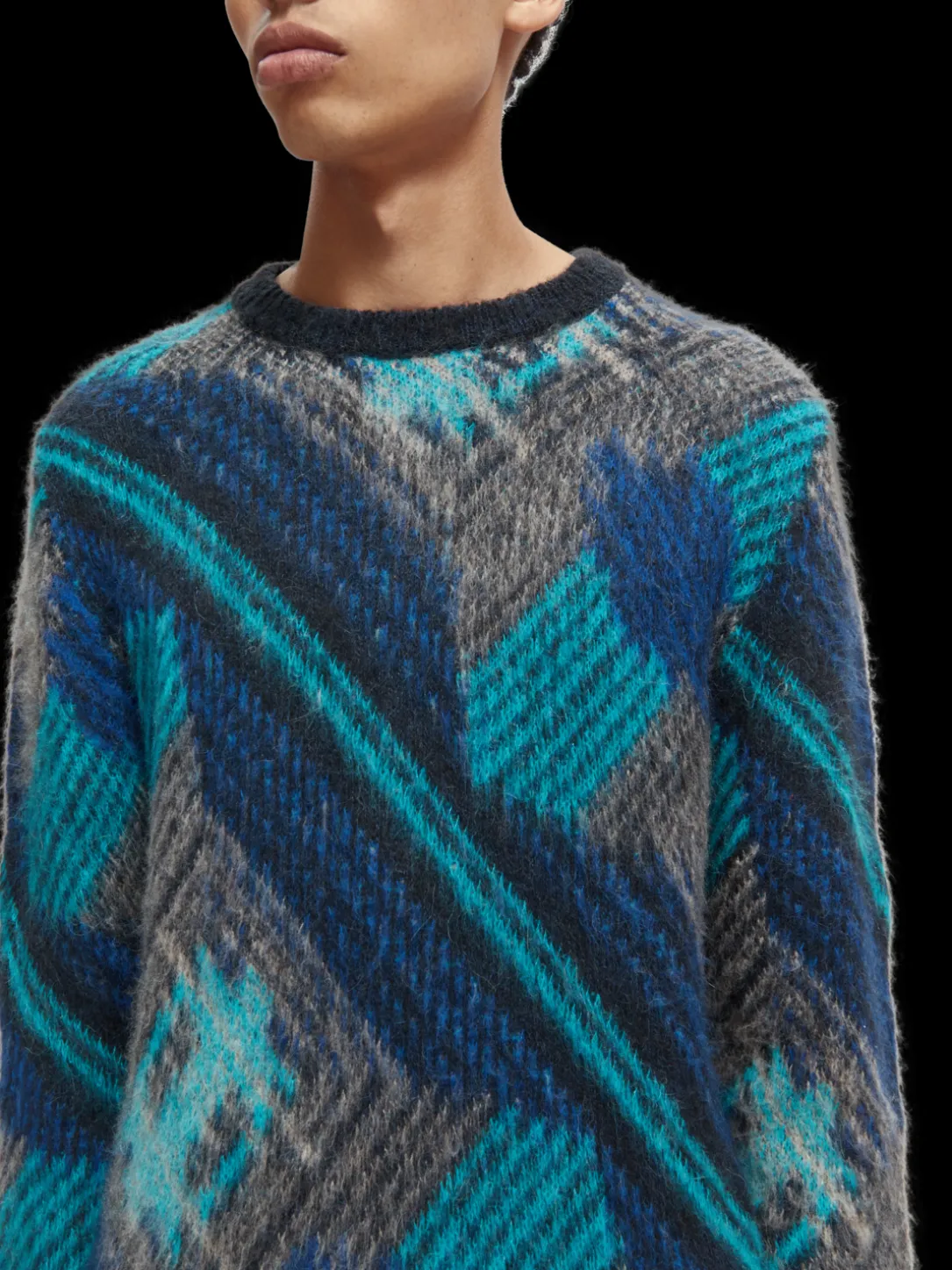 Multi-Coloured Panelled Jacquard Sweater