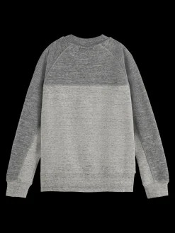 Panelled Melange Crewneck Side-Zip Sweatshirt