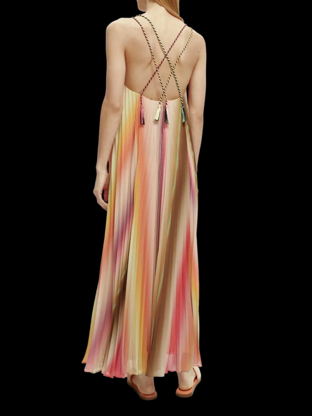 Pleated Maxi Strap Dress