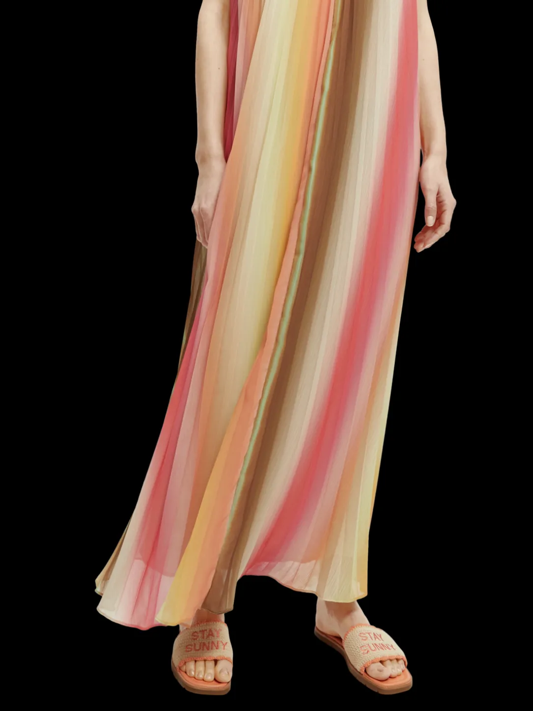 Pleated Maxi Strap Dress