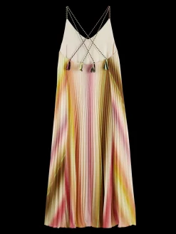Pleated Maxi Strap Dress